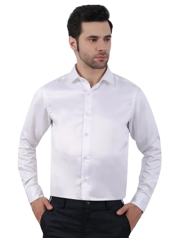 White_Satin_Regular_Fit_Long_Sleeve_Casual_Shirts_For_Men