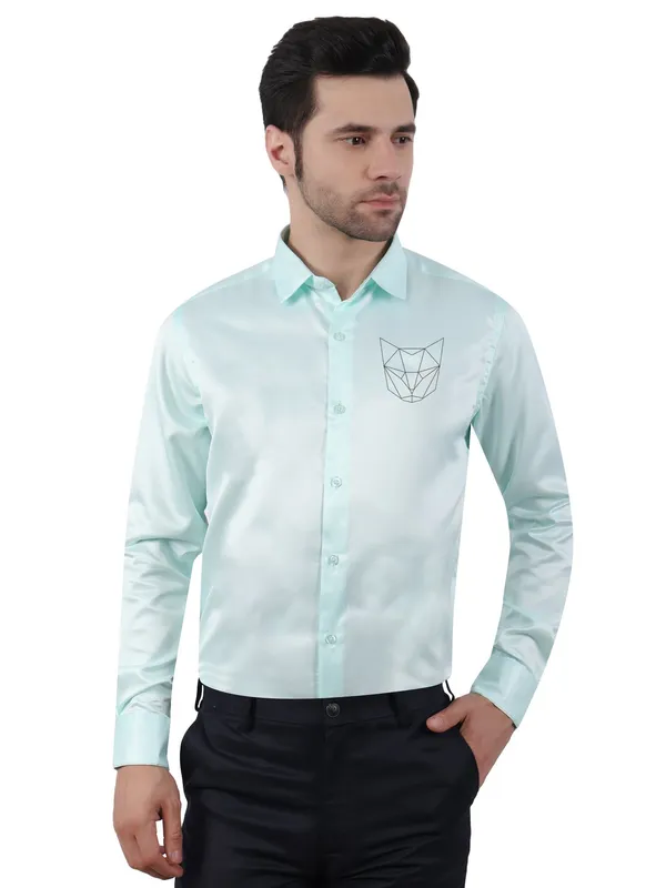 White_Designer_Cat_Printed__Satin_Animal_Party_Wear_Shirt_For_Men
