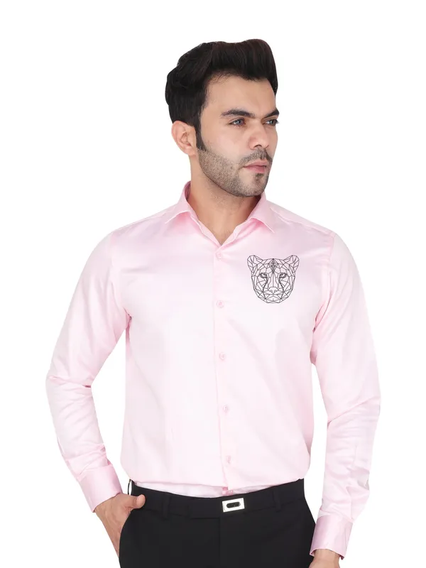 White_Designer_Cheetah_Printed_Satin_Animal_Party_Wear_Shirt_For_Men
