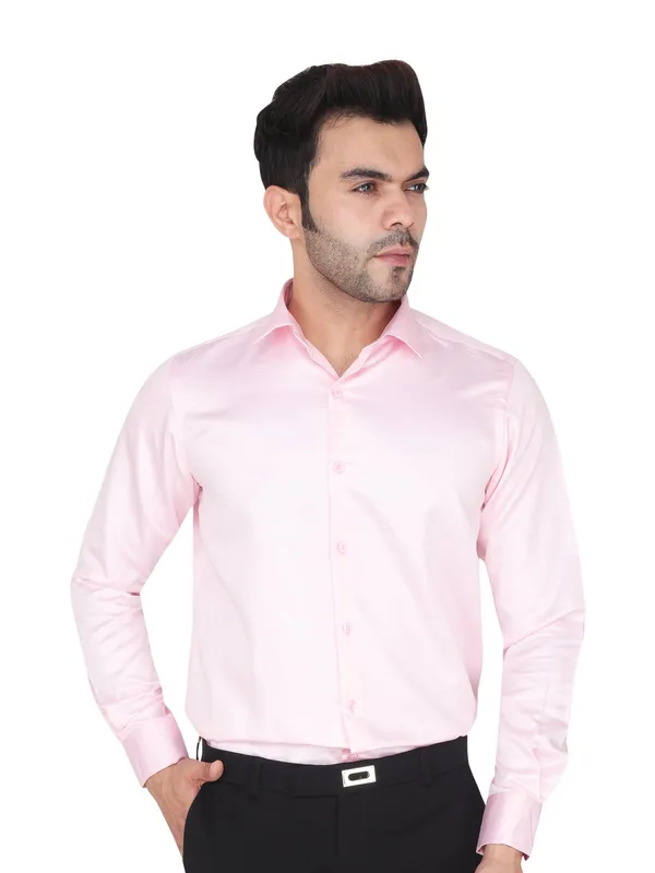 Pink_Satin_Regular_Fit_Long_Sleeve_Casual_Shirts_For_Men
