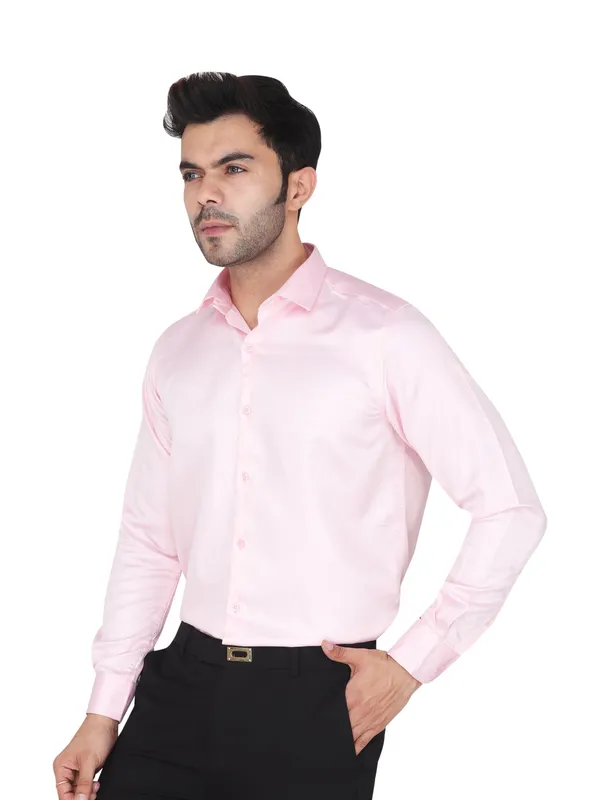 Pink_Satin_Regular_Fit_Long_Sleeve_Casual_Shirts_For_Men
