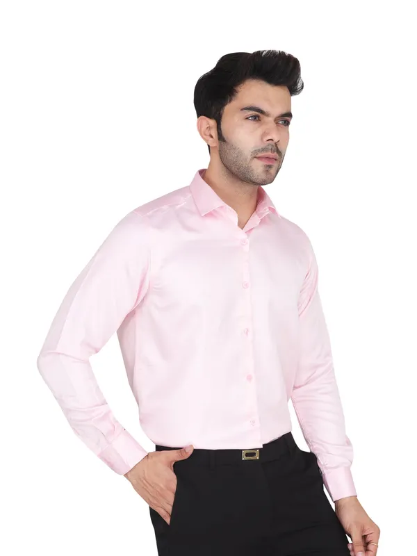 Pink_Satin_Regular_Fit_Long_Sleeve_Casual_Shirts_For_Men
