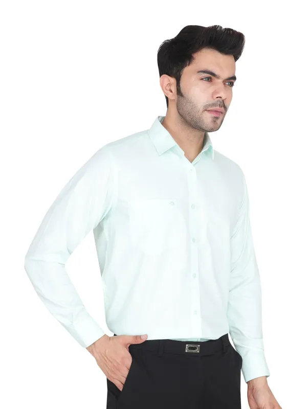 Light_Green_Classic_Cotton_Solid_Shirt_For_Men