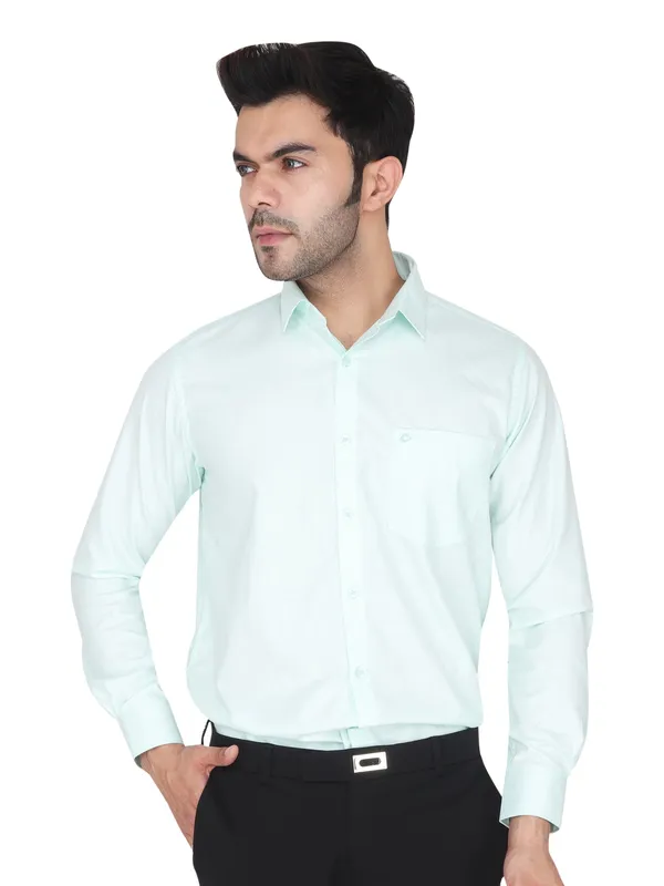 Light_Green_Classic_Cotton_Solid_Shirt_For_Men