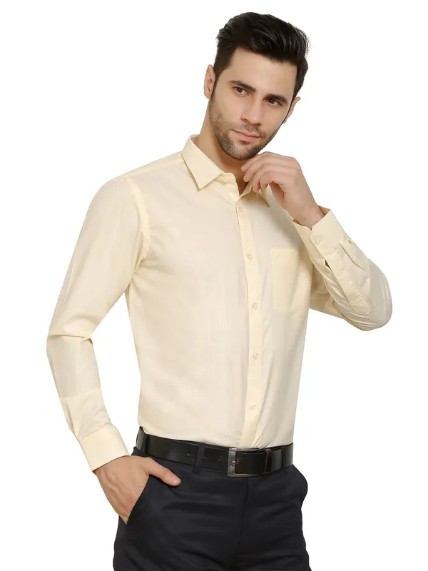 Cream_Classic_Cotton_Solid_Shirt_For_Men
