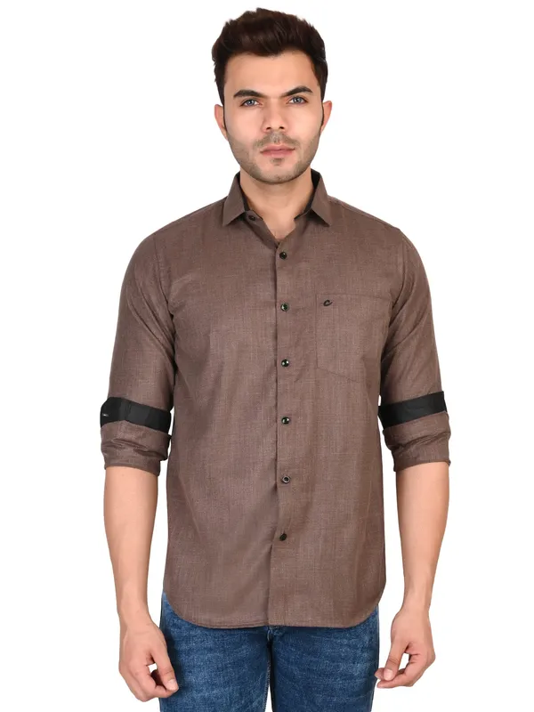 Brown_Classic_Cotton_Solid_Casual_Shirt_For_Men