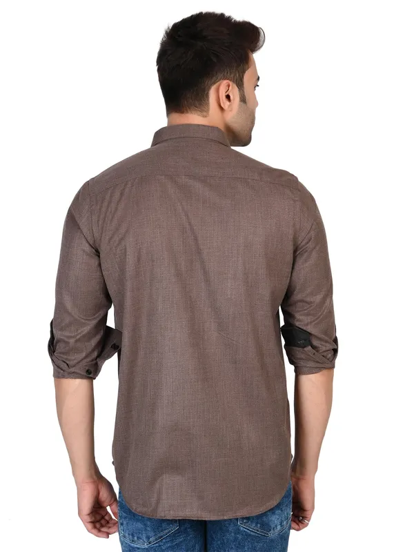 Brown_Classic_Cotton_Solid_Casual_Shirt_For_Men