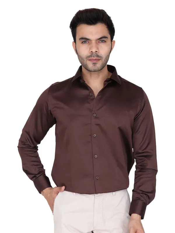 Brown_Satin_Party_Wear_Shirt_For_Men