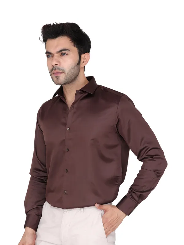 Brown_Satin_Party_Wear_Shirt_For_Men