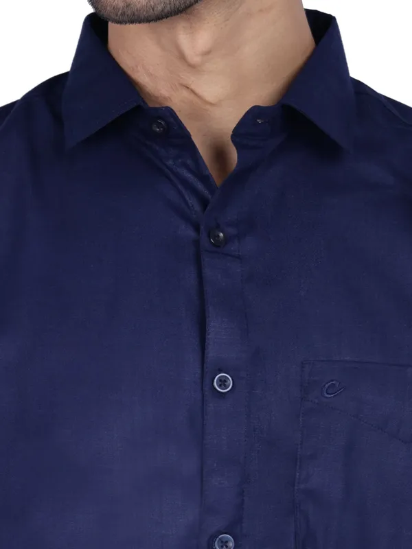 Navy_Blue_Classic_Cotton_Solid_Shirt_For_Men