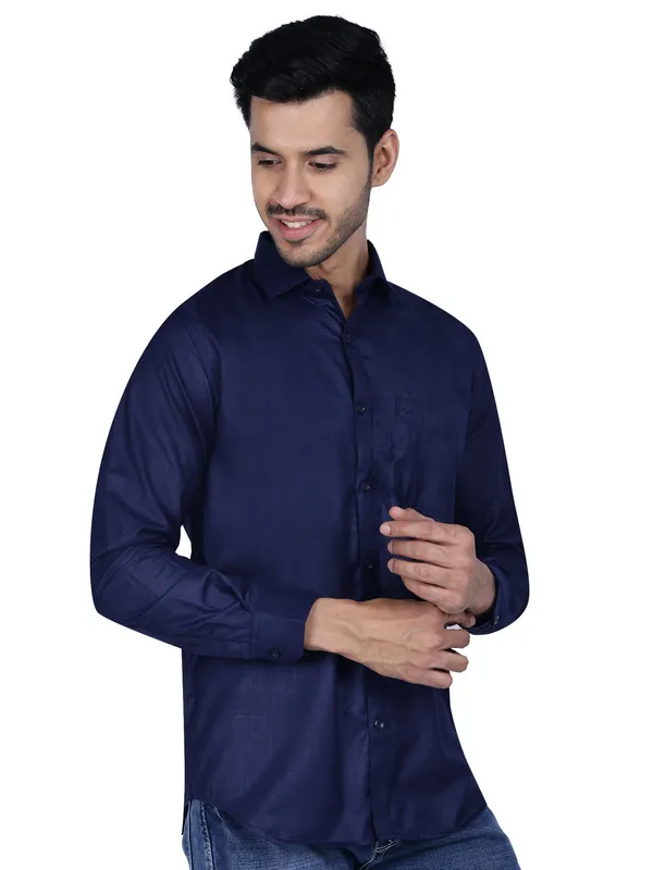 Navy_Blue_Classic_Cotton_Solid_Shirt_For_Men