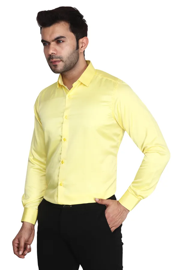 Yellow_Satin_Regular_Fit_Long_Sleeve_Casual_Shirts_For_Men
