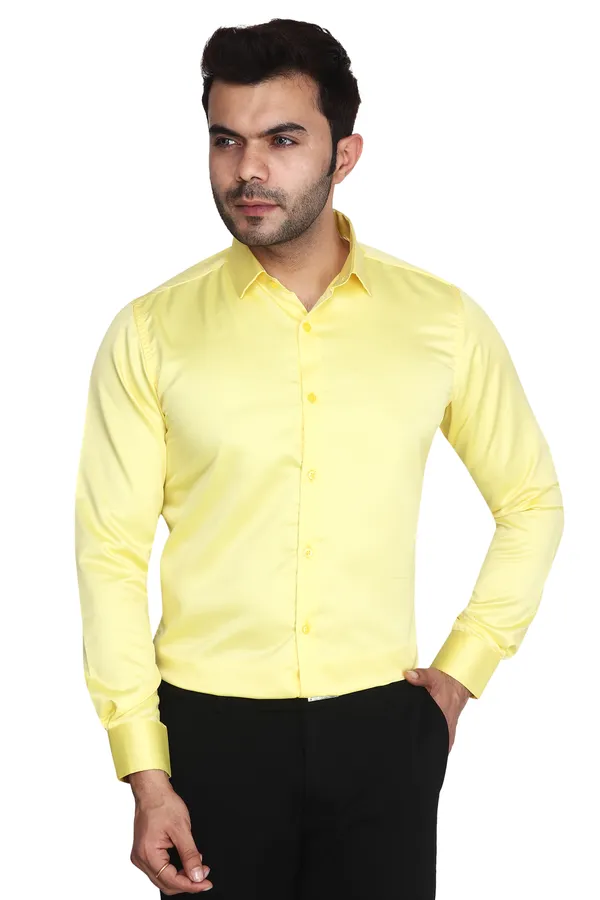 Yellow_Satin_Regular_Fit_Long_Sleeve_Casual_Shirts_For_Men
