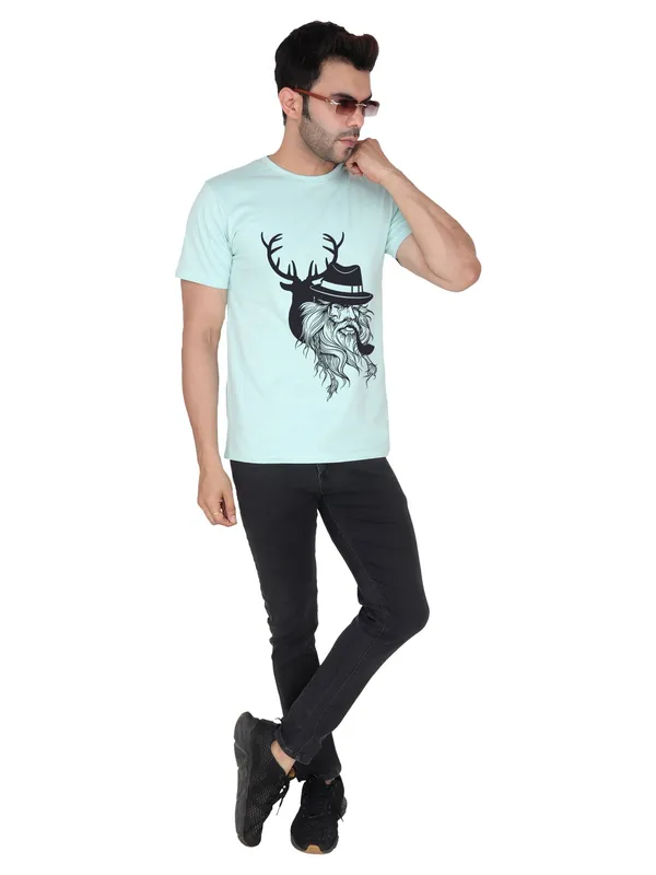 Mint_Green_Old_Man_Printed_100%_Cotton_Tshrit_For_Men