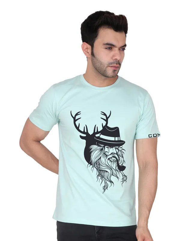 Mint_Green_Old_Man_Printed_100%_Cotton_Tshrit_For_Men