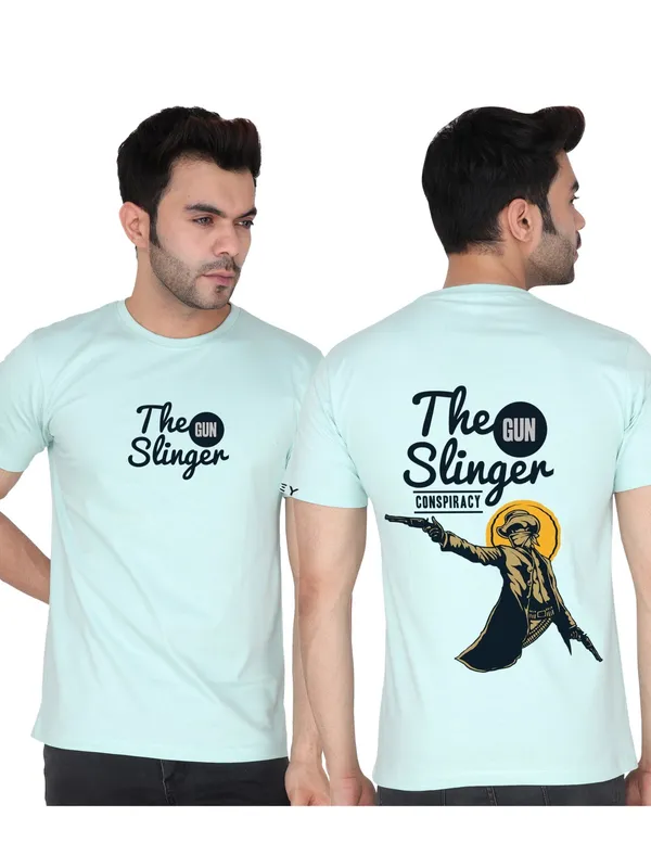 Mint_Green_Gun_Slinger_Printed_Tee_For_Men
