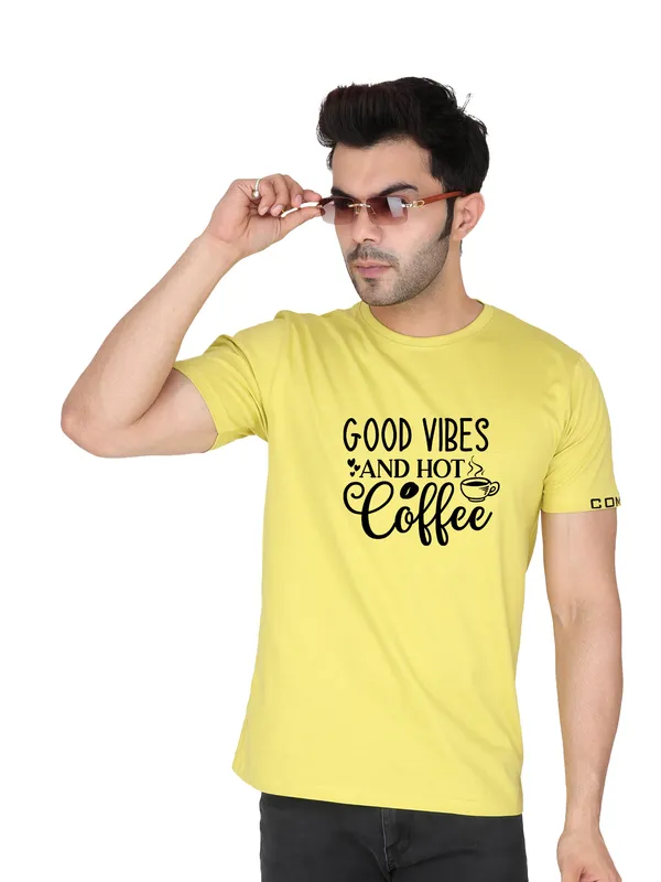 Corn_Yellow_Good_Vibes_Coffee_Printed_Tee_For_Men
