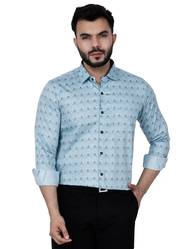 Blue_Herringbone_Printed_Shirt