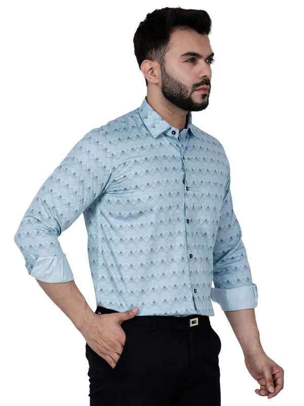 Blue_Herringbone_Printed_Shirt