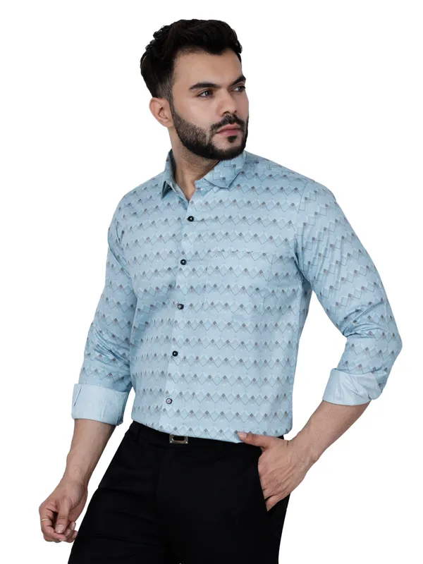 Blue_Herringbone_Printed_Shirt