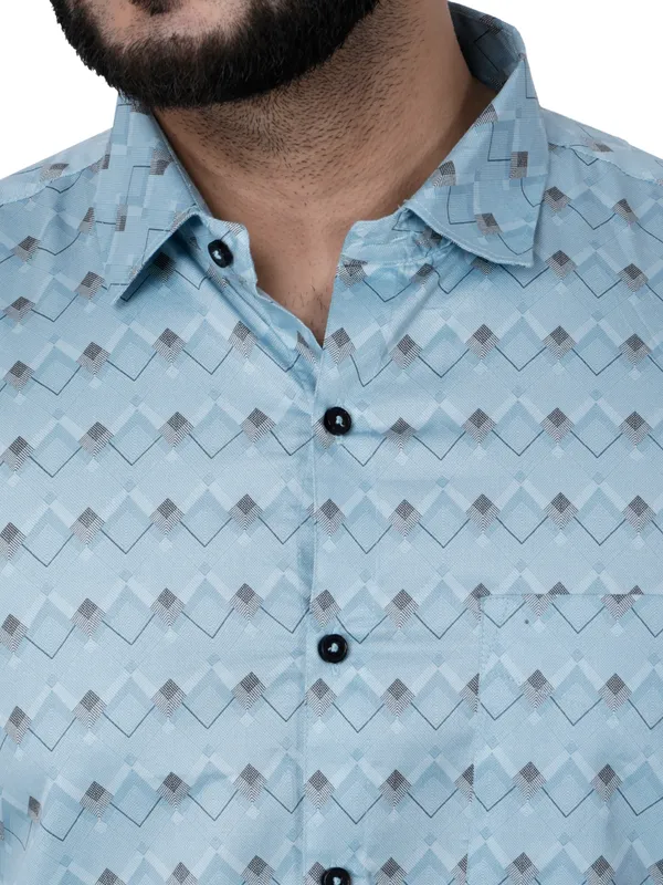 Blue_Herringbone_Printed_Shirt