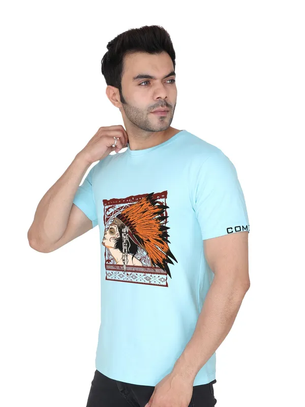 Arctic_Blue_Tribal_Printed_100%_CottonTshirt_For_Men