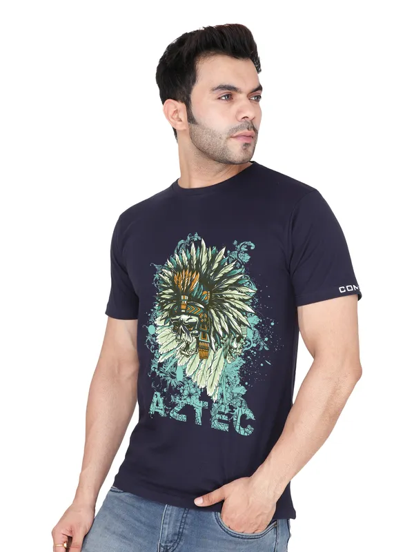 Navy_Blue_AZTEC_Printed_Tee_For_Men
