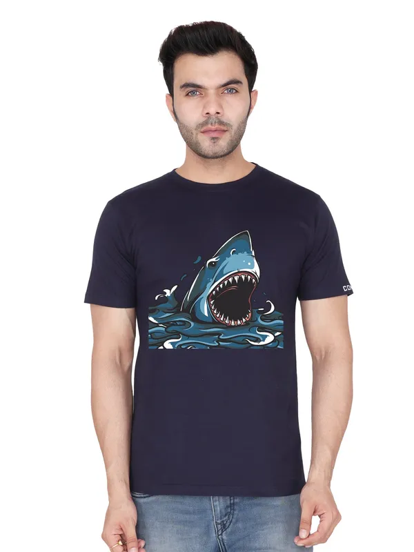Navy_Blue_Shark_Printed_Tee_For_Men