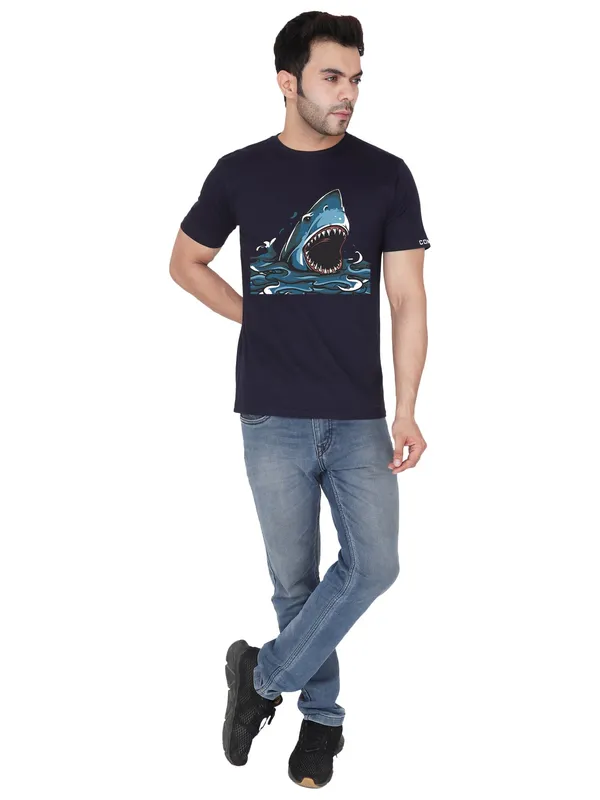 Navy_Blue_Shark_Printed_Tee_For_Men