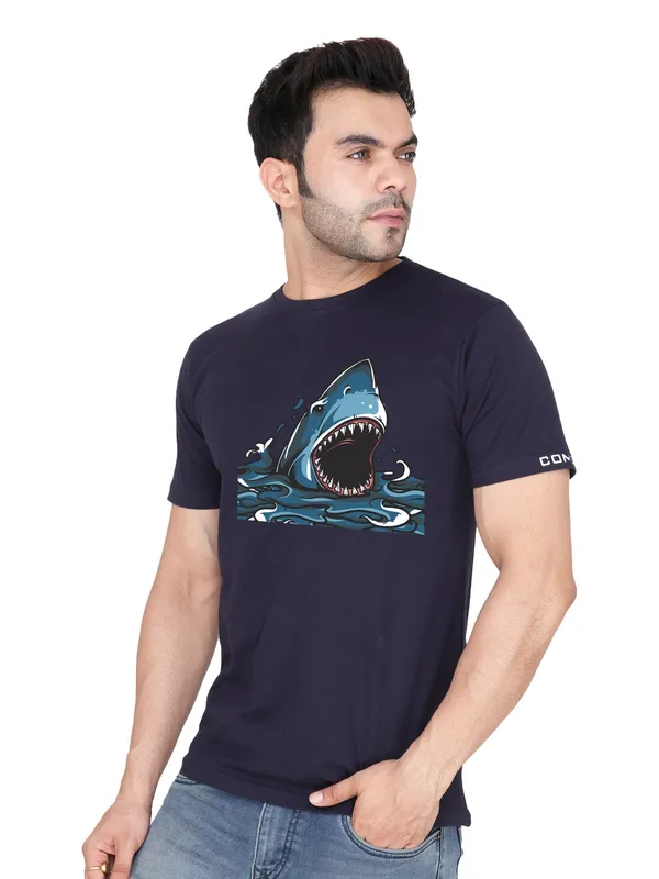 Navy_Blue_Shark_Printed_Tee_For_Men