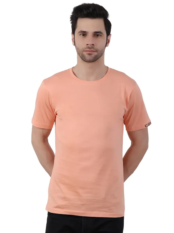Creamy_Peach_Solid_Tee_For_Men