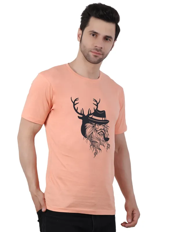 Creamy_Peach_Old_Man_Printed_100%_Cotton_Tshrit_For_Men