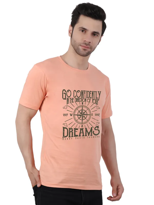 Creamy_Peach_Go_Confidently_Printed_Tee_For_Men