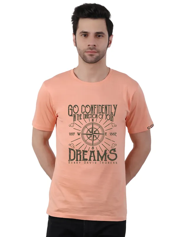 Creamy_Peach_Go_Confidently_Printed_Tee_For_Men