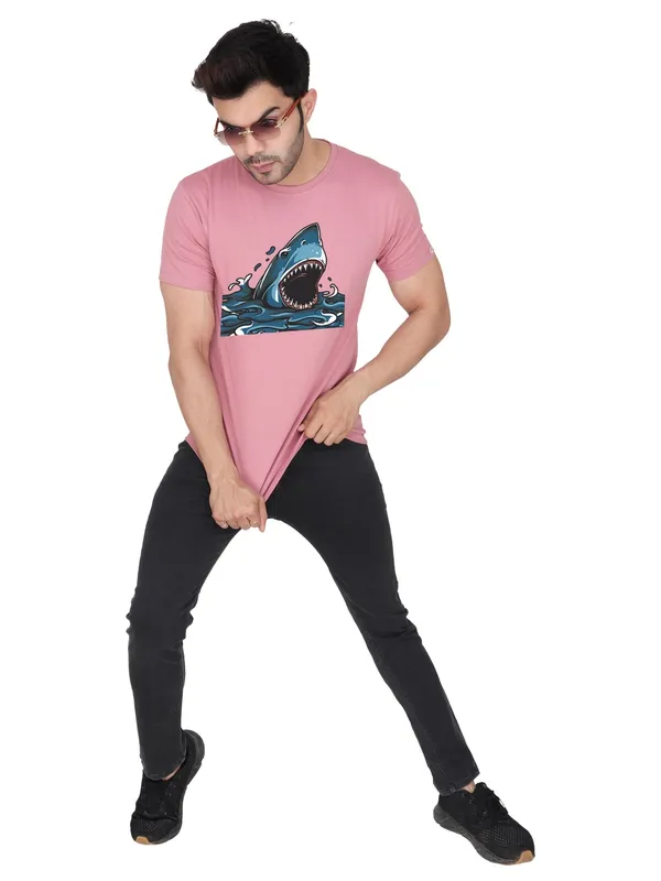 Rose_Pink_Shark_Printed_Tee_For_Men