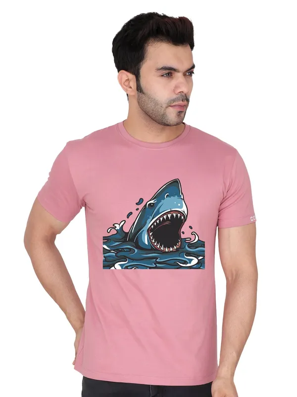 Rose_Pink_Shark_Printed_Tee_For_Men