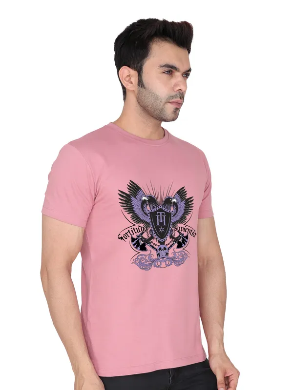 Rose_Pink_Printed_100%_Cotton_Tshirt_For_Men