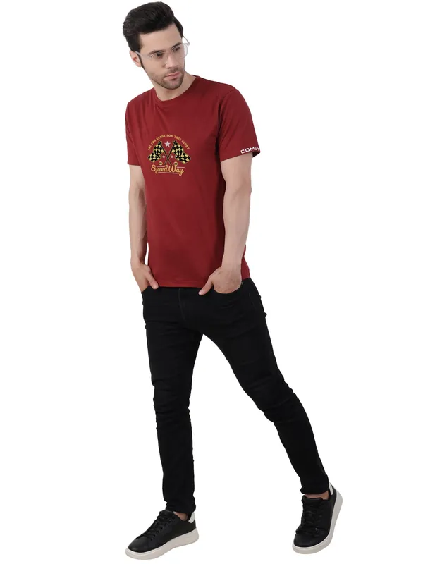 Currant_Red_Speedway_Printed_100%_CottonTshirt_For_Men
