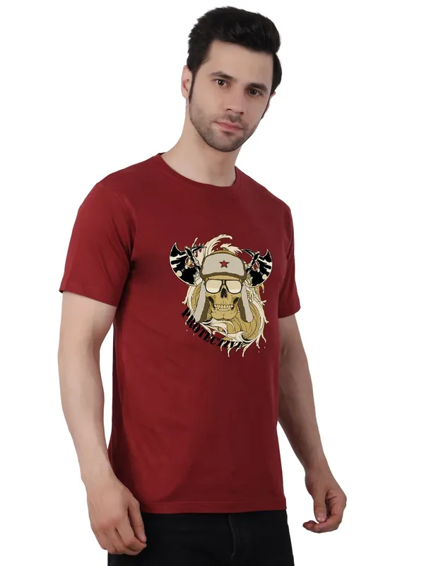 Currant_Red_Protective_Printed_Tee_For_Men