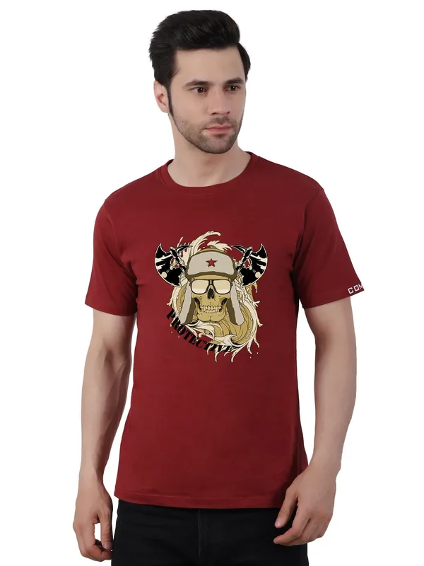 Currant_Red_Protective_Printed_Tee_For_Men