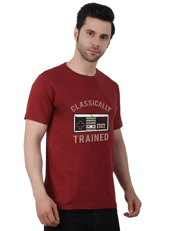 Currant_Red_Classically_Trained_Printed_Tee_For_Men