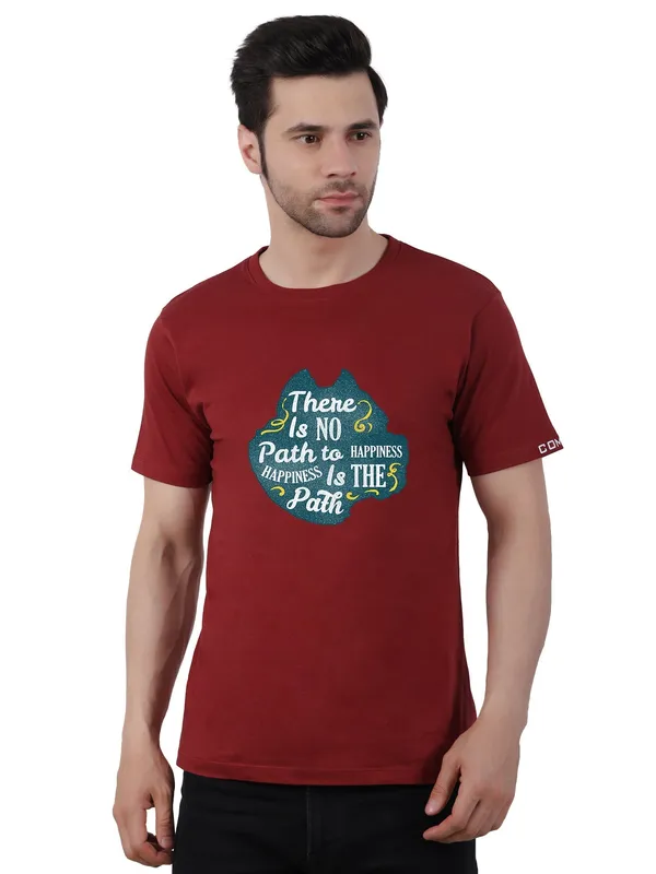 Currant_Red_Path_To_Happiness_Printed_Tee_For_Men