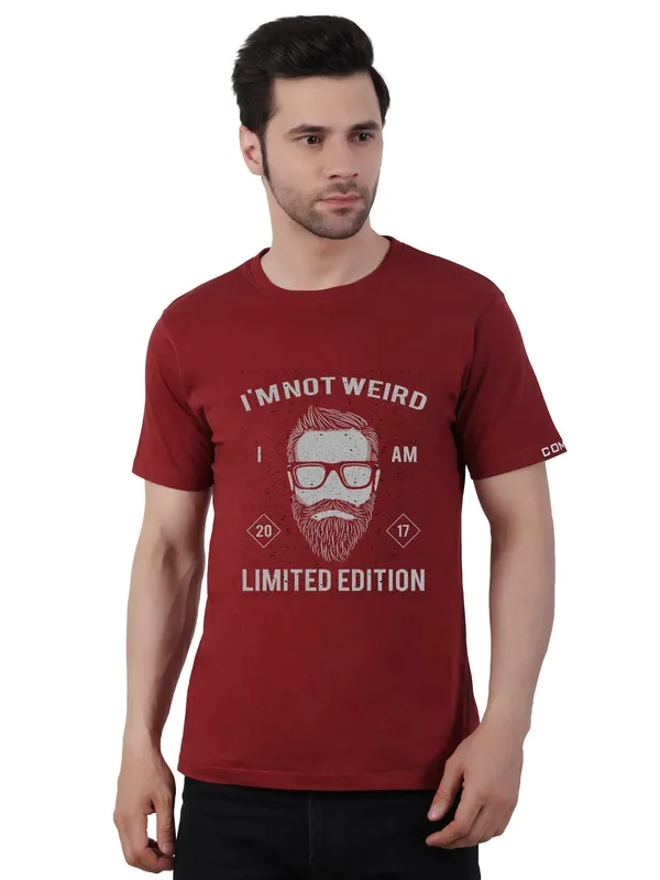 Currant_Red_Limited_Edition_Printed_100%_CottonTshirt_For_Men