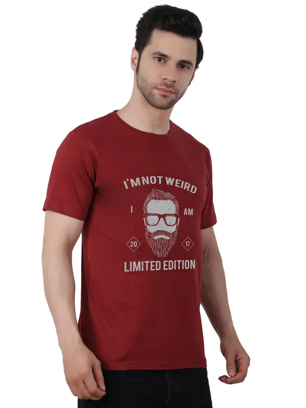 Currant_Red_Limited_Edition_Printed_100%_CottonTshirt_For_Men
