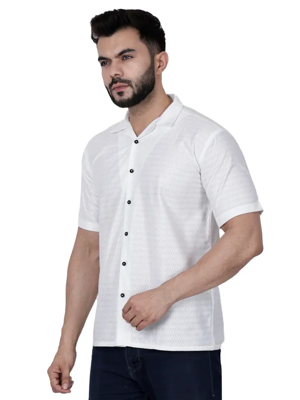 White_Knitted_Casual_Shirt