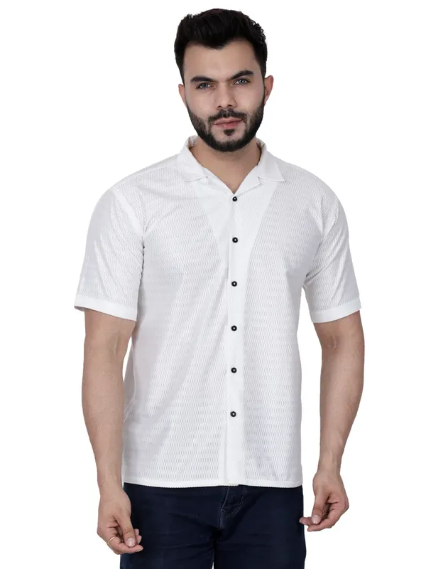 White_Knitted_Casual_Shirt