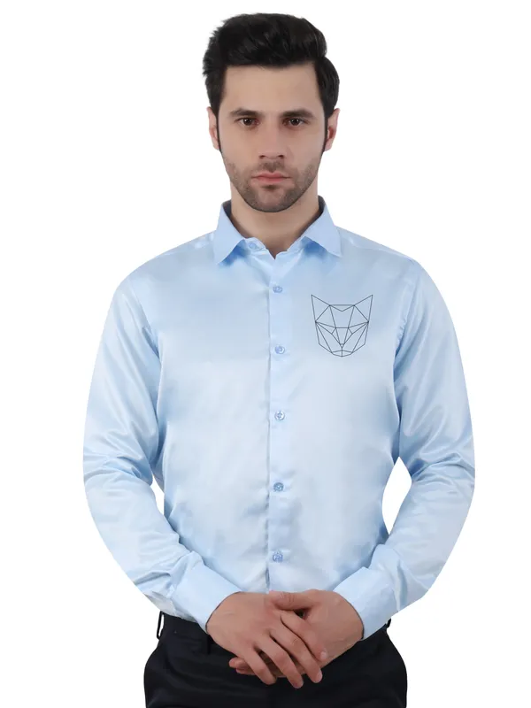 Light_Blue_Designer_Satin_Spirit_Animal_Party_Wear_Shirt_For_Men_-_Cat