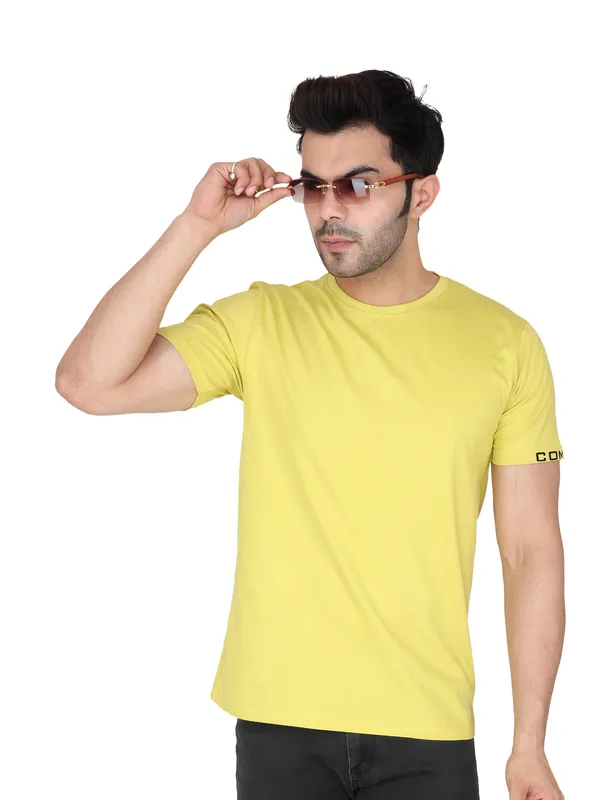 Corn_Yellow_Solid_Tee_For_Men