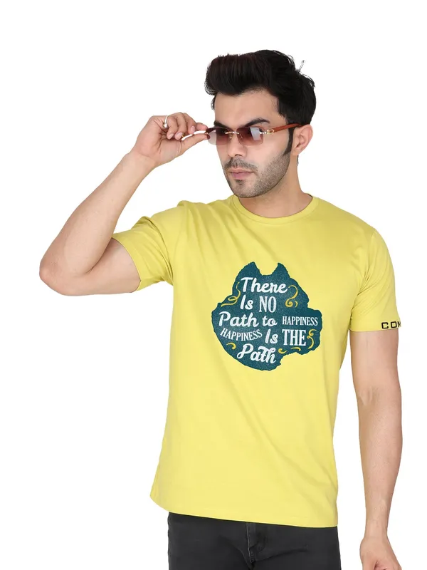 Corn_Yellow_Path_To_Happiness_Printed_Tee_For_Men