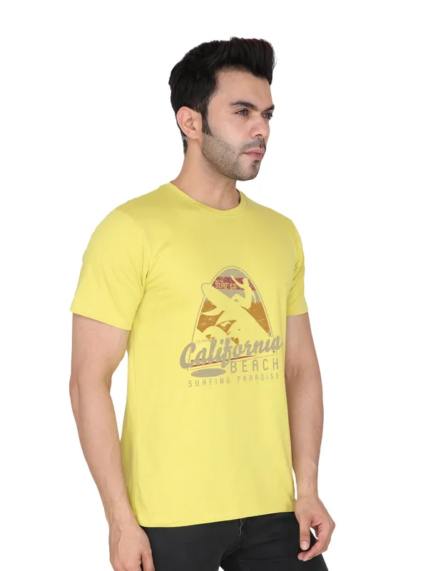 Corn_Yellow_California_Beach_Printed_Tee_For_Men